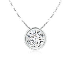 Angara Bezel-Set Round 3/4 Ct. Diamond Solitaire Pendant on 14K White Gold Chain